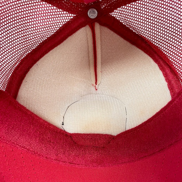 Otto Smiley Face Mesh Back Adjustable Trucker Hat Red OSFM - Picture 7 of 9